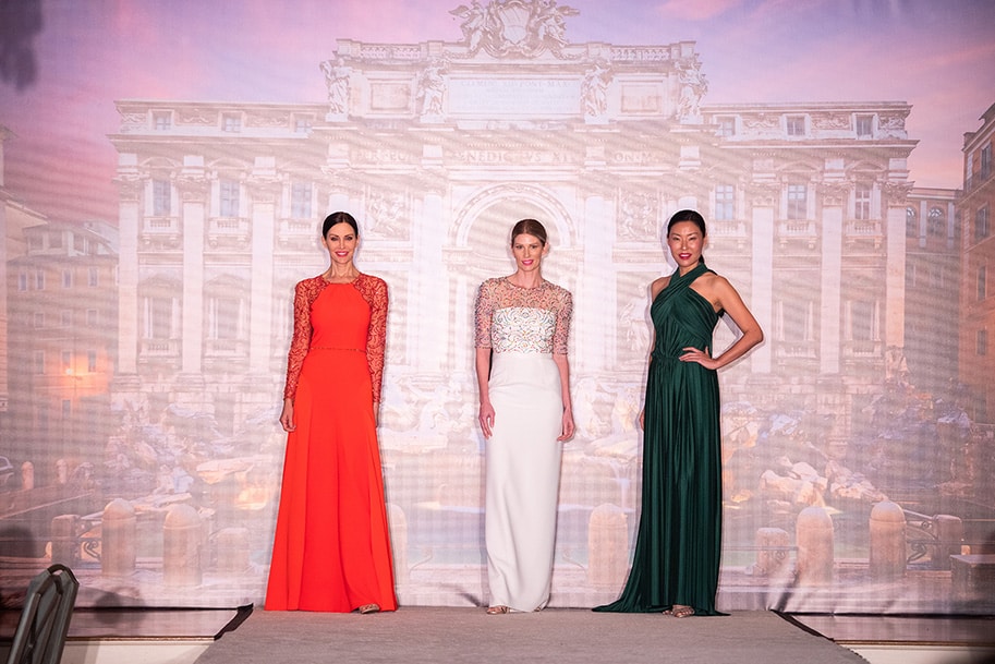 Models In Gowns Representing the Italian Flag (Photo: Michelle Watson Catchlight Group)