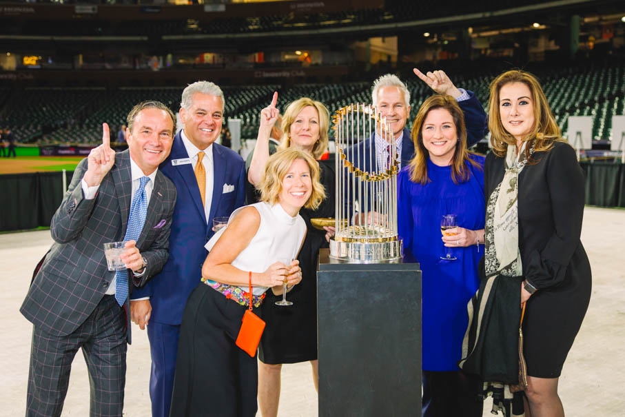Supporters With World Series Trophy