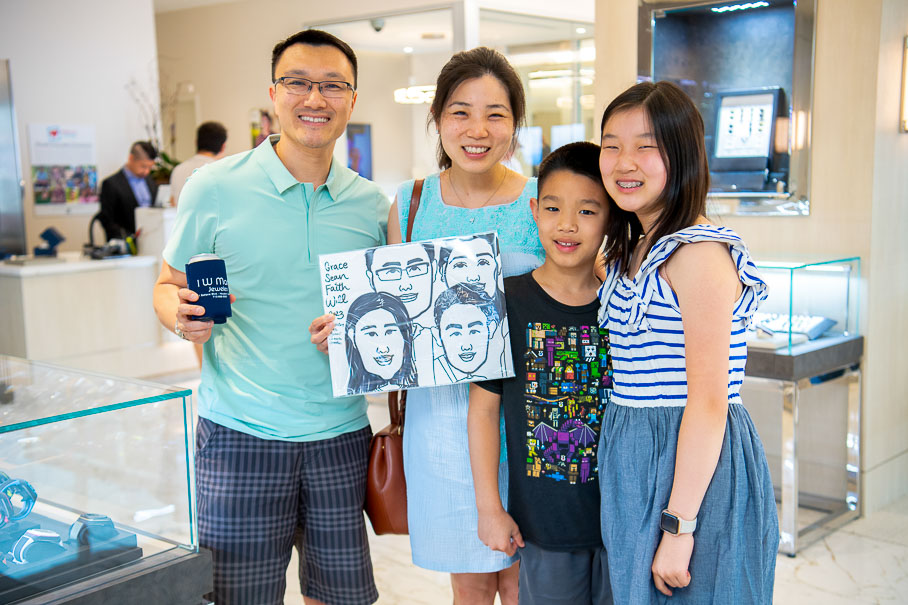 A Family Affair Attendees With Their Caricature Photo By Michelle Watson