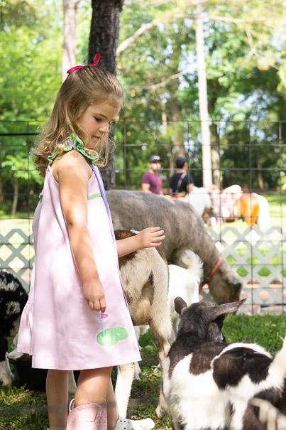 Dillard Girls Enjoying The Petting Zoo At Bayou Bend Children's Party (photo By Wilson Parish)