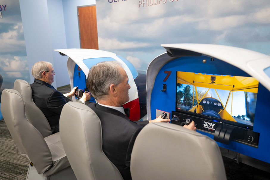 Guests Practicing Their Flying Skills In The Museum’s Educational Flight Simulators Photo By Daniel Ortiz