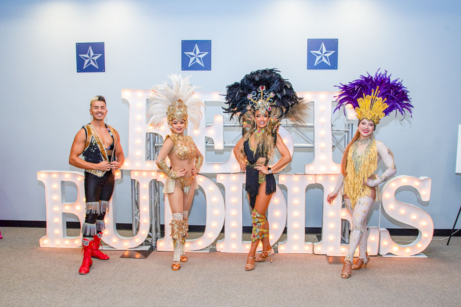 J D Entertainment Samba Dancers In Front Of Sign Photo By Scott Holleman