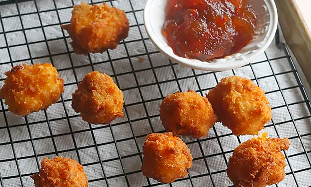 Pimento Cheese Fritters And Pepper Jelly Cropped Pimento Cheese Fritters And Pepper Jelly Cropped