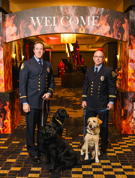 Arson Investigator Andrew Mailhes With Aft Nellie, And Investigator Tim Kelley With Aft Dog Bee Retired Aft Dog Lux Photo By Catchlight Group